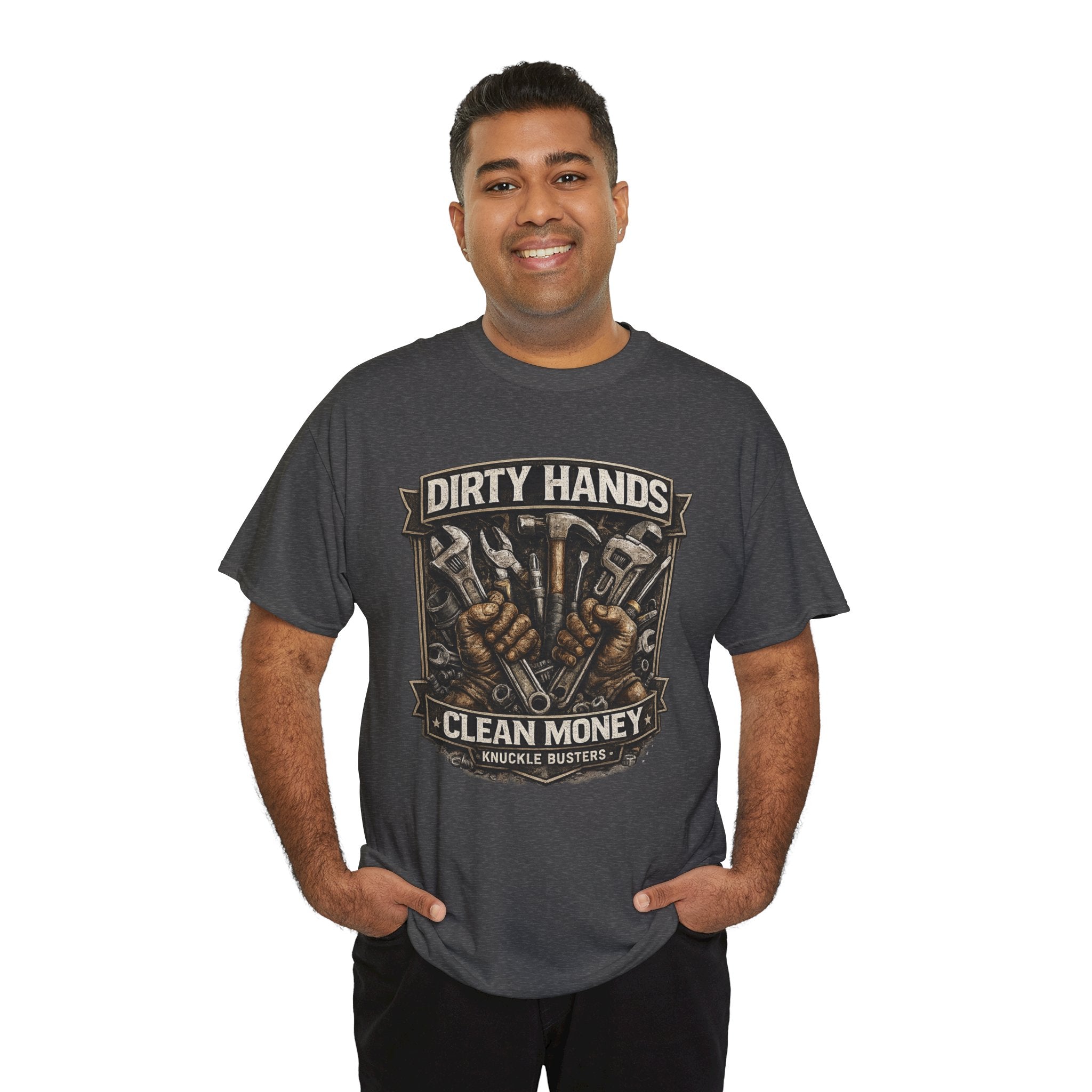 Dirty Hands Clean Money Shirt, Blue Collar Work Tee, Mechanic Gift Shirt, Tradesman Graphic Tee, Knuckle Busters Workwear