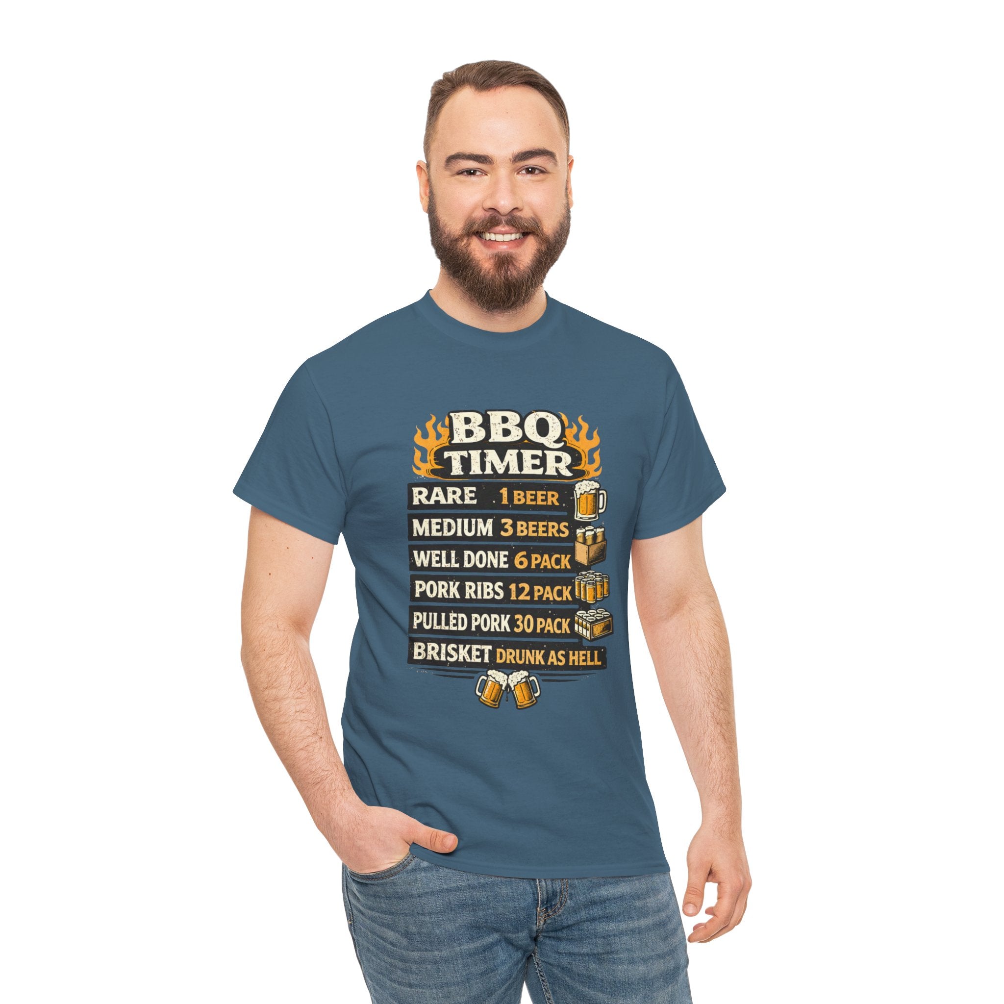 BBQ Timer Shirt – Funny Grill Master Beer Guide Tee – Dad Barbecue Shirt – Gift for Beer Lover