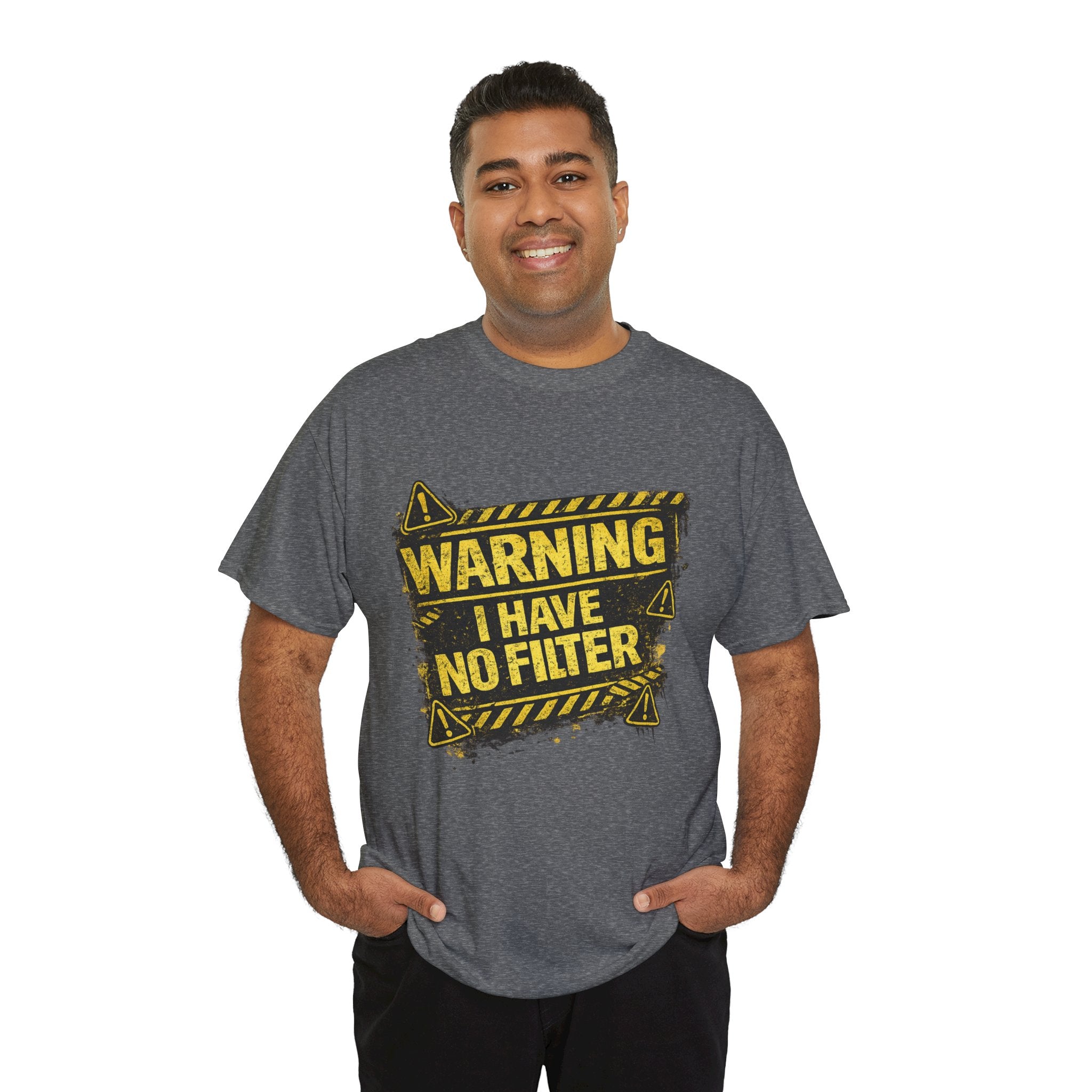 Warning I Have No Filter Shirt – Funny Iron Dad T-Shirt – Bold Construction Style Humor Tee for Dads – Father’s Day Gift