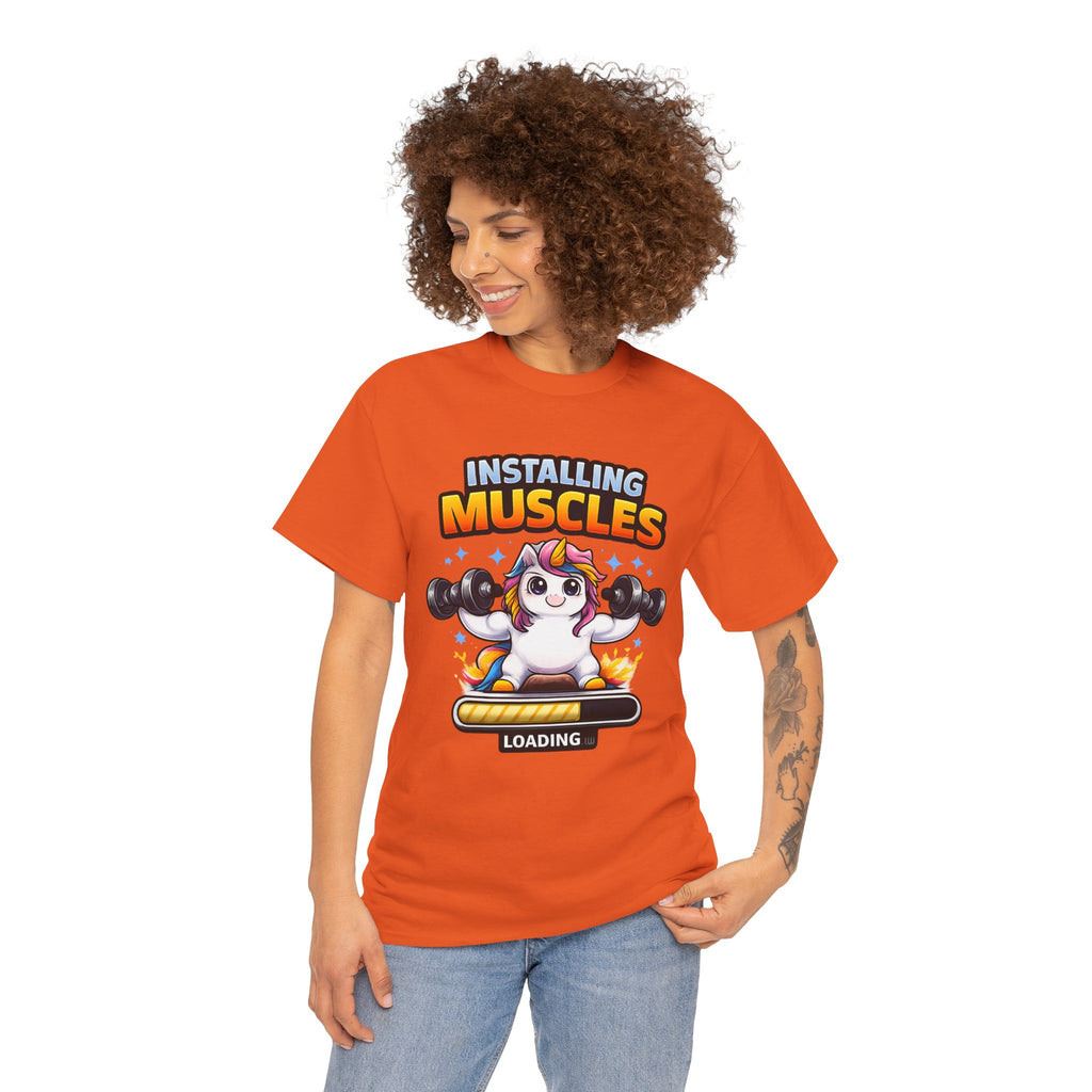Installing Muscles Unicorn Shirt – Cute Funny Gym Workout Tee