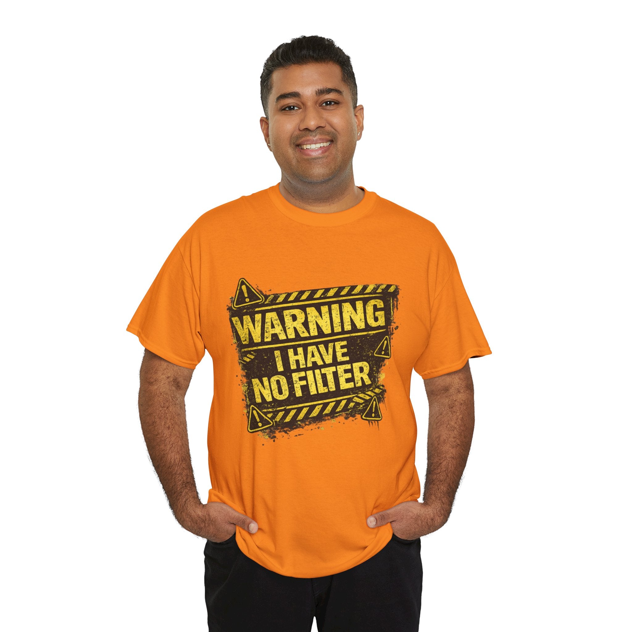 Warning I Have No Filter Shirt – Funny Iron Dad T-Shirt – Bold Construction Style Humor Tee for Dads – Father’s Day Gift