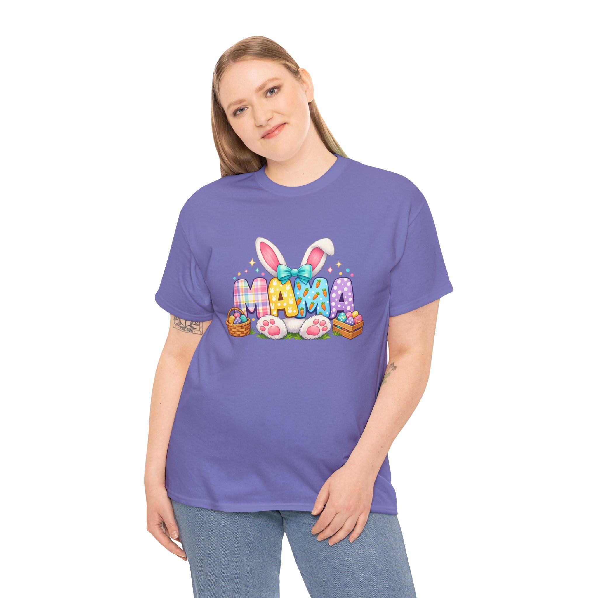 Easter Mama Shirt – Cute Pastel Bunny Ears & Eggs Graphic Tee for Moms – Spring Holiday T-Shirt Gift for Mom
