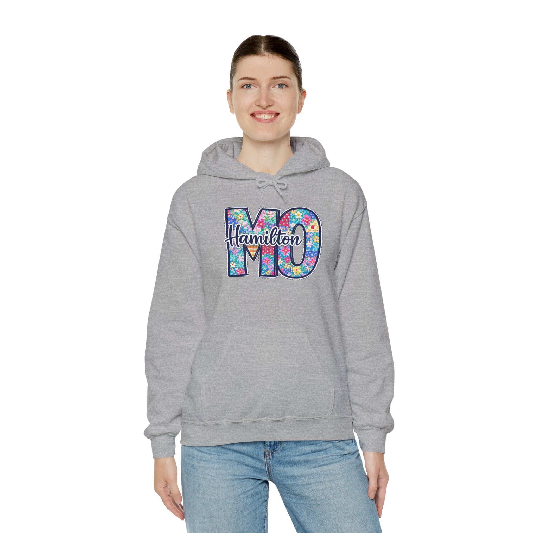 Hamilton Missouri Quilt Hoodie – MO Patchwork Hoodie, Quilters Capital Sweatshirt, Missouri Quilt Town Hoodie, Sewing Lover Gift, Cozy Quilter Hoodie
