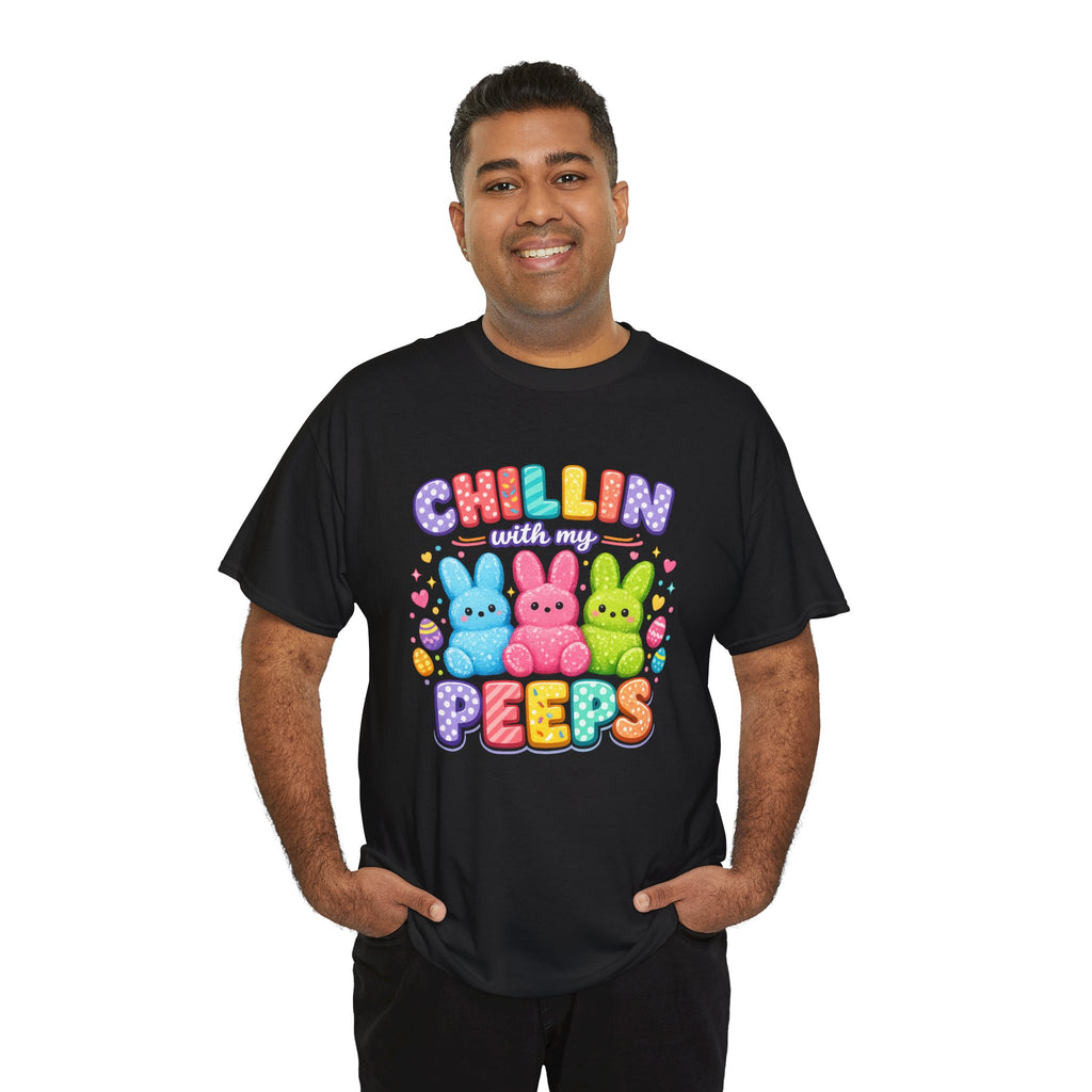Chillin With My Peeps Easter Bunny Shirt | Cute Pastel Easter Peeps Bunny T-Shirt | Funny Easter Family Matching Shirt