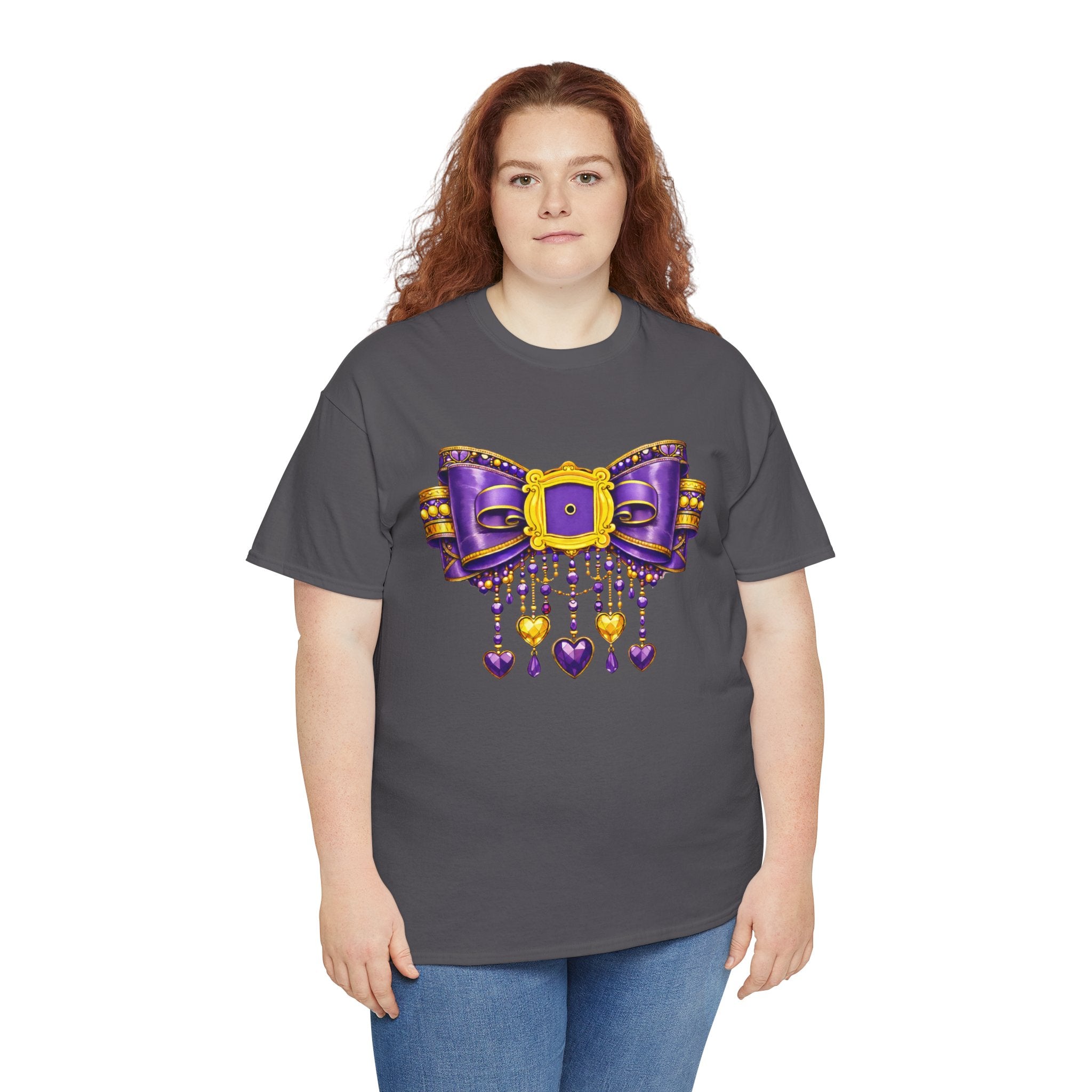 Friends Inspired Purple Bow Shirt – Coquette Chandelier Bow Graphic Tee, Girly Aesthetic Apparel