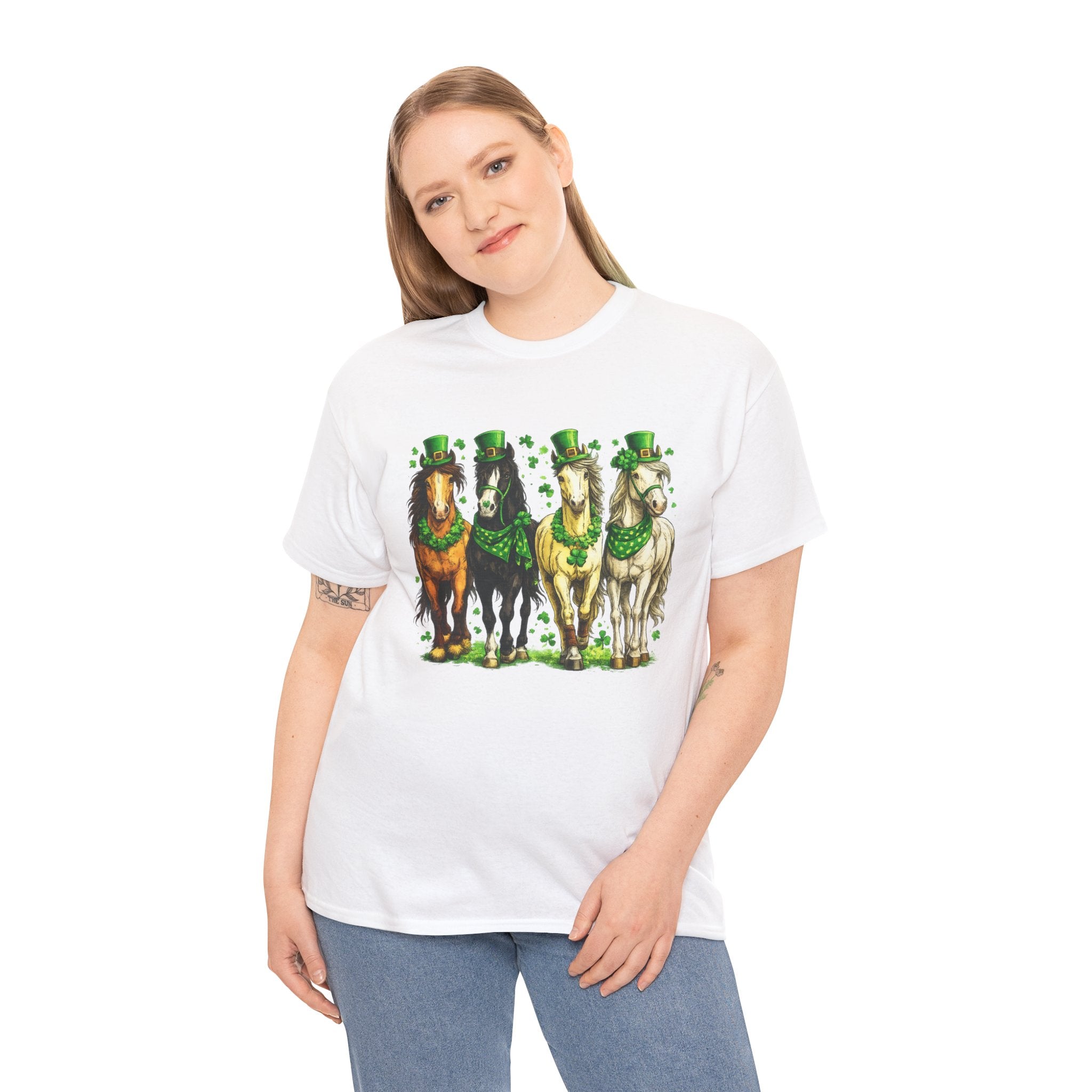 Lucky Horses St. Patrick’s Day Shirt – Shamrock Horse Graphic Tee for Western & Farm Lovers
