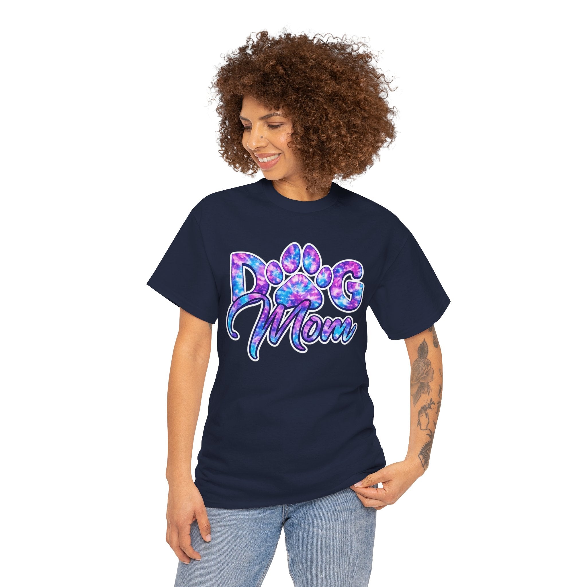 Dog Mom Tie Dye Paw Print Shirt – Cute Galaxy Dog Lover Graphic Tee for Pet Moms