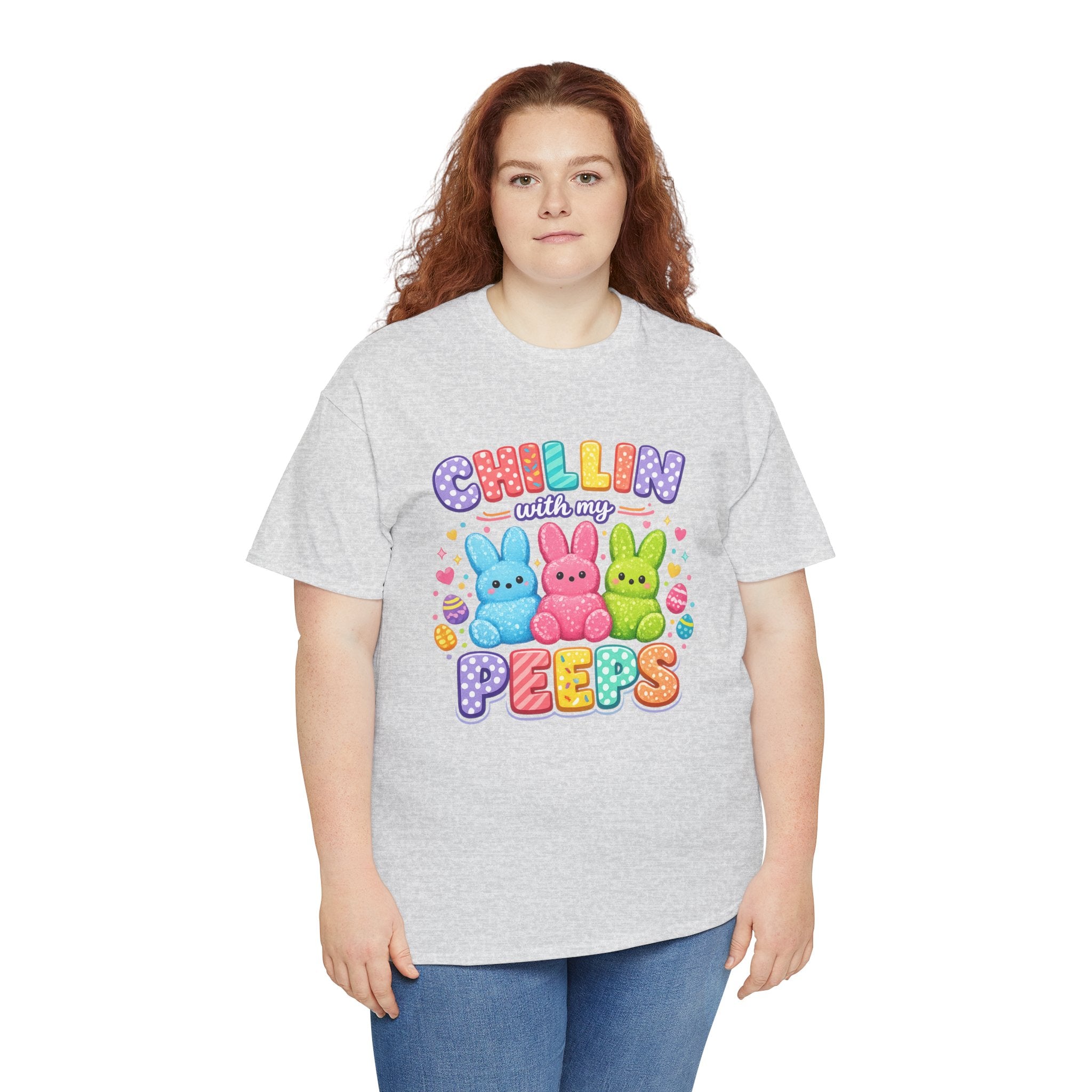 Chillin With My Peeps Easter Bunny Shirt | Cute Pastel Easter Peeps Bunny T-Shirt | Funny Easter Family Matching Shirt