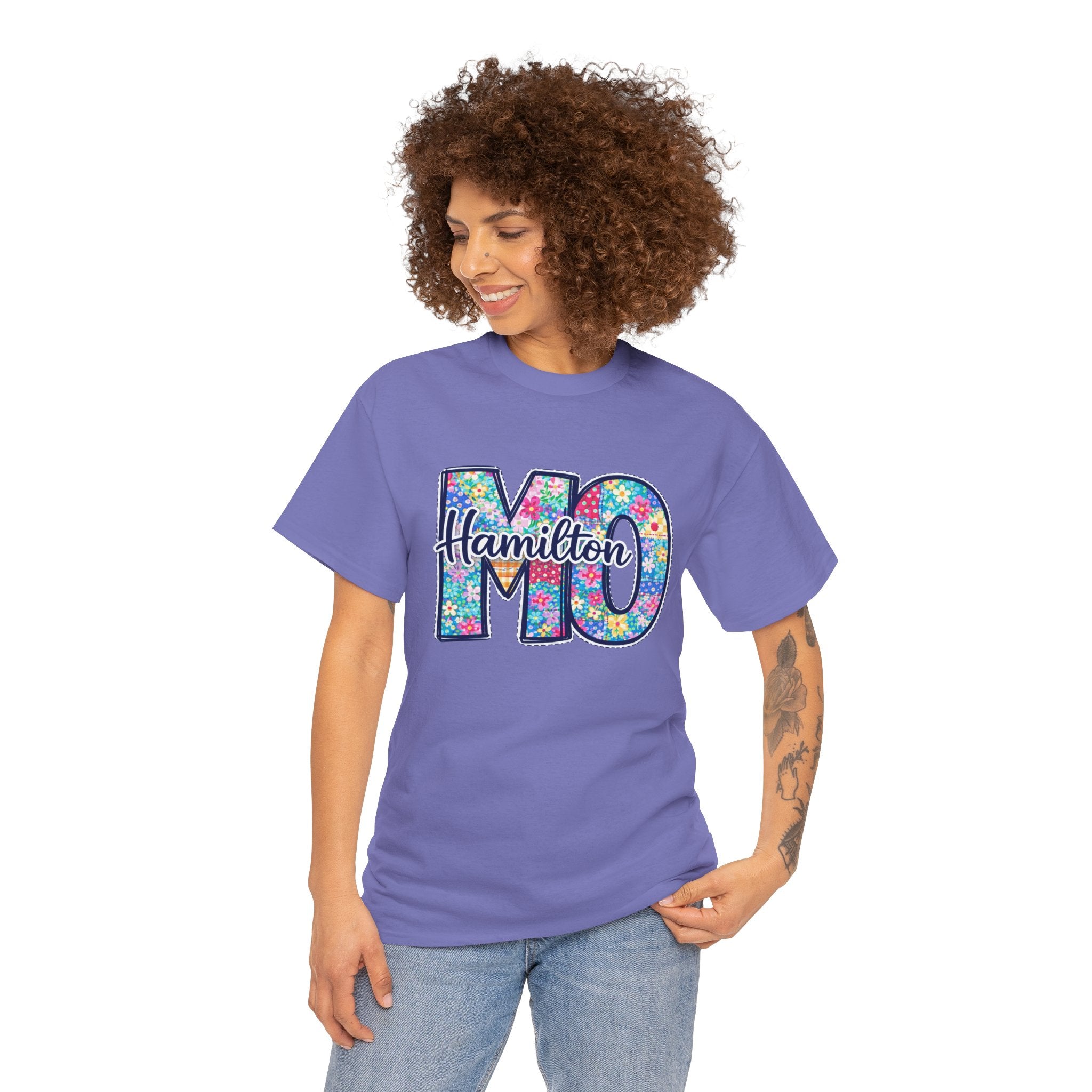 Hamilton Missouri Quilt Shirt – MO Patchwork T-Shirt, Quilters Capital Design, Missouri Quilt Town Tee, Sewing Lover Gift, Floral Quilt Shirt