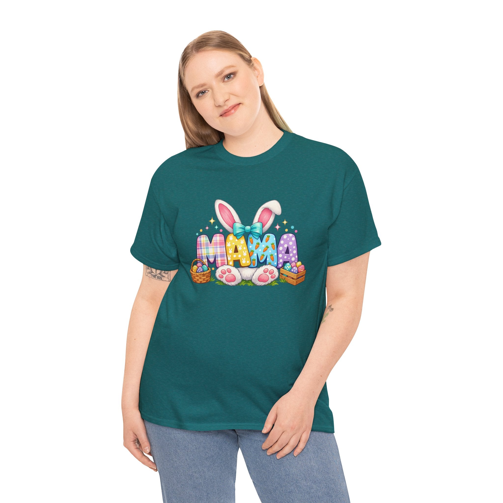 Easter Mama Shirt – Cute Pastel Bunny Ears & Eggs Graphic Tee for Moms – Spring Holiday T-Shirt Gift for Mom