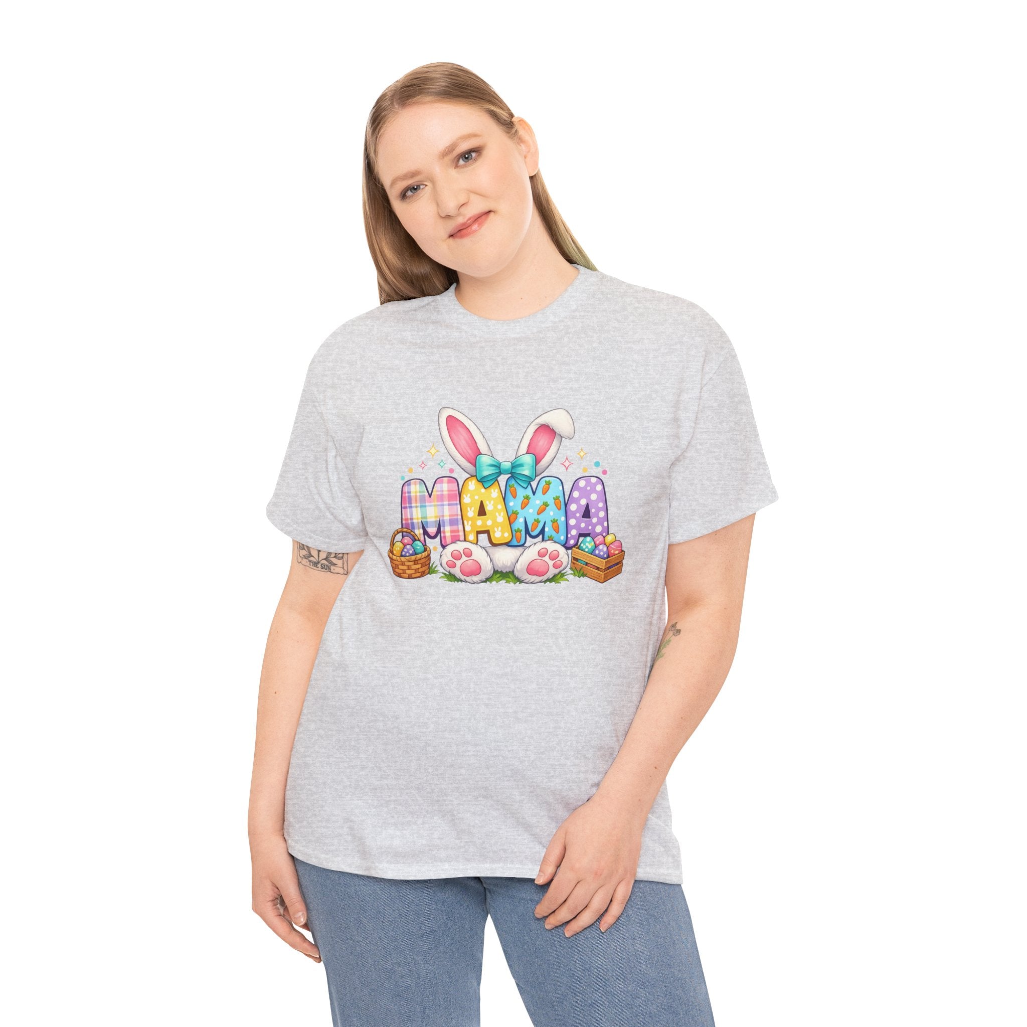 Easter Mama Shirt – Cute Pastel Bunny Ears & Eggs Graphic Tee for Moms – Spring Holiday T-Shirt Gift for Mom