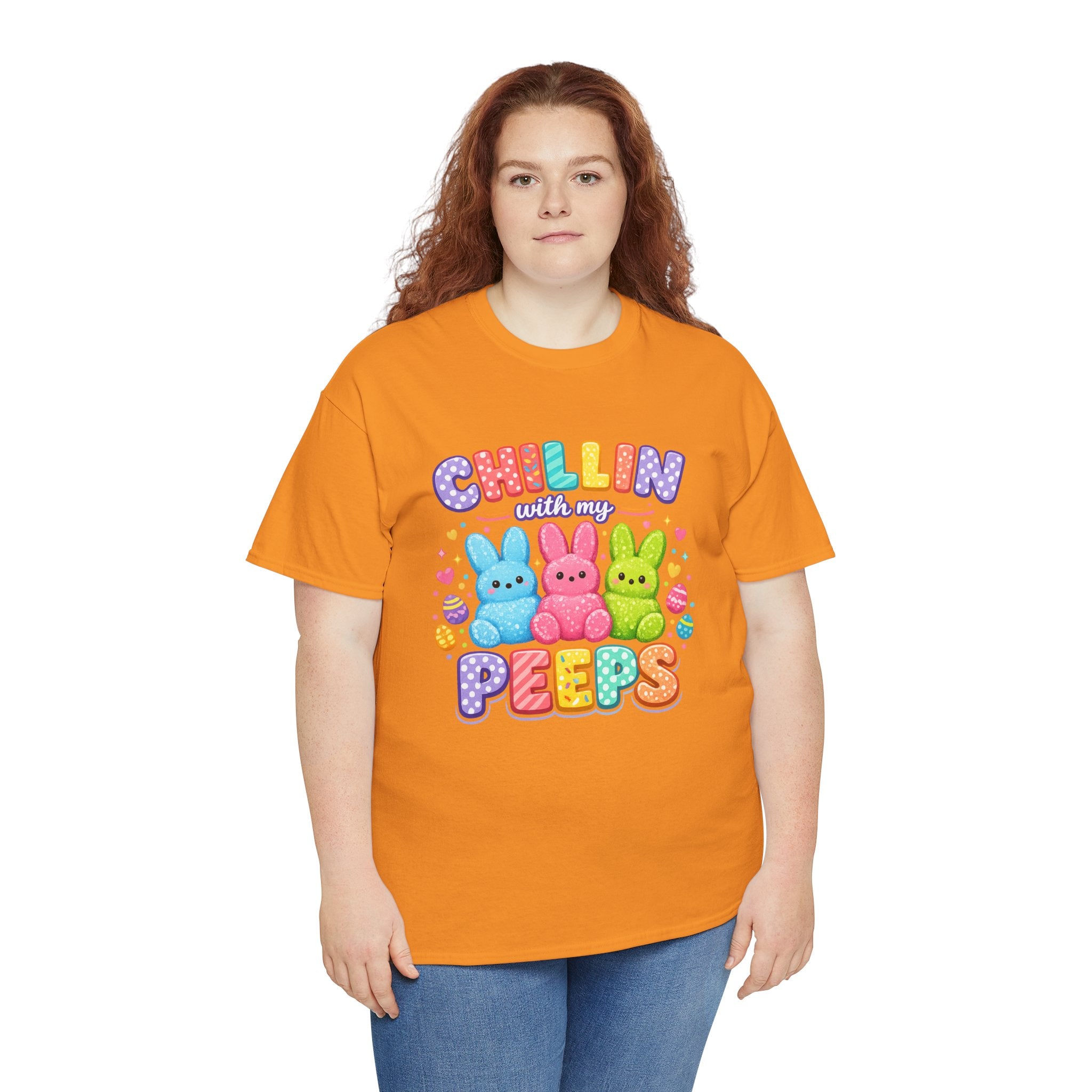 Chillin With My Peeps Easter Bunny Shirt | Cute Pastel Easter Peeps Bunny T-Shirt | Funny Easter Family Matching Shirt