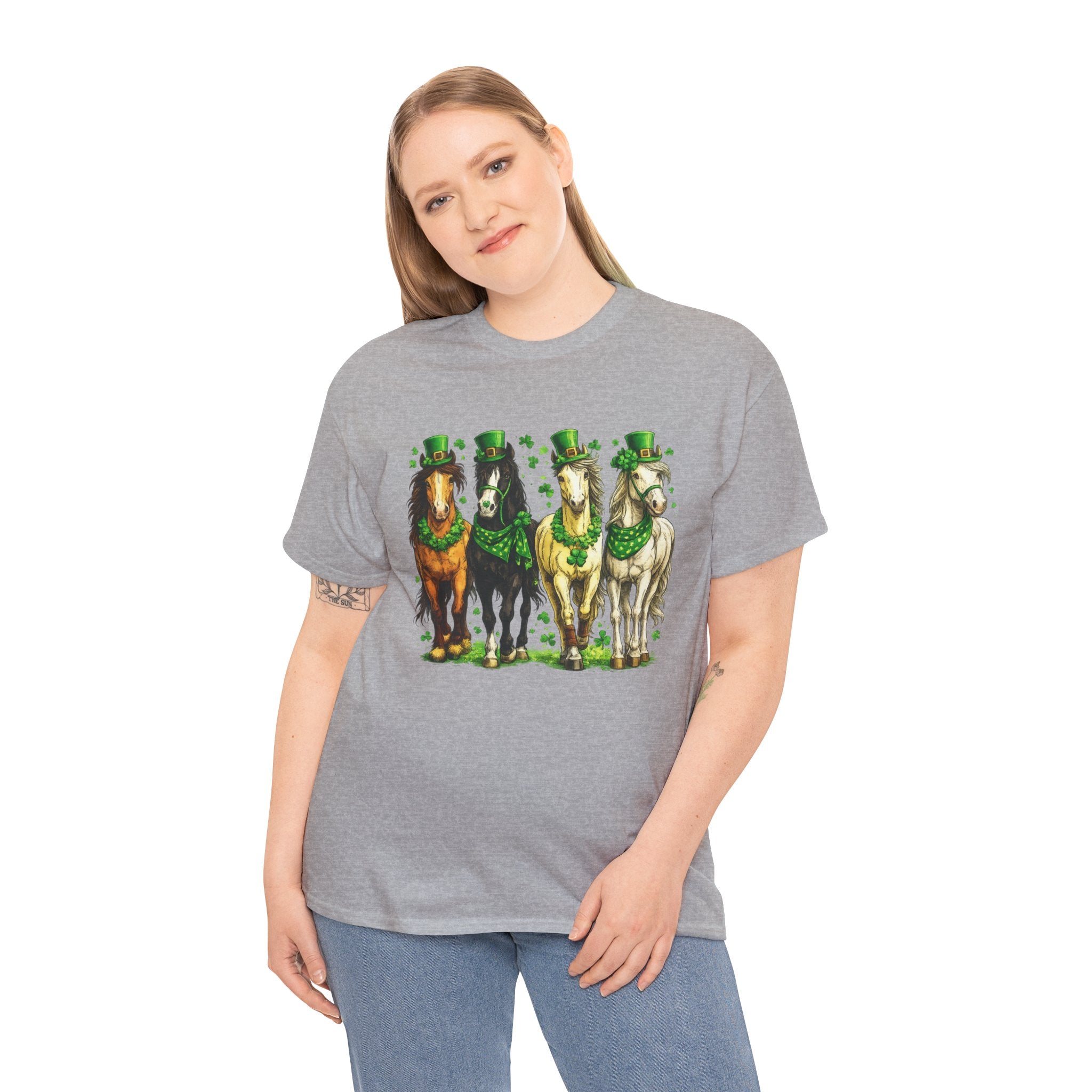 Lucky Horses St. Patrick’s Day Shirt – Shamrock Horse Graphic Tee for Western & Farm Lovers