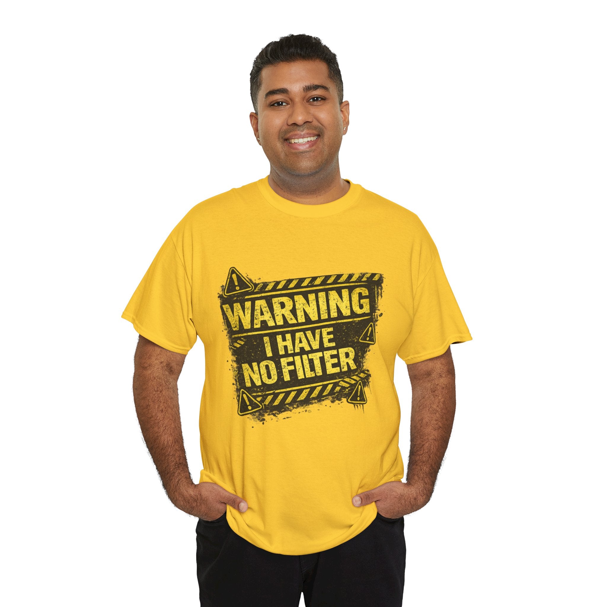 Warning I Have No Filter Shirt – Funny Iron Dad T-Shirt – Bold Construction Style Humor Tee for Dads – Father’s Day Gift