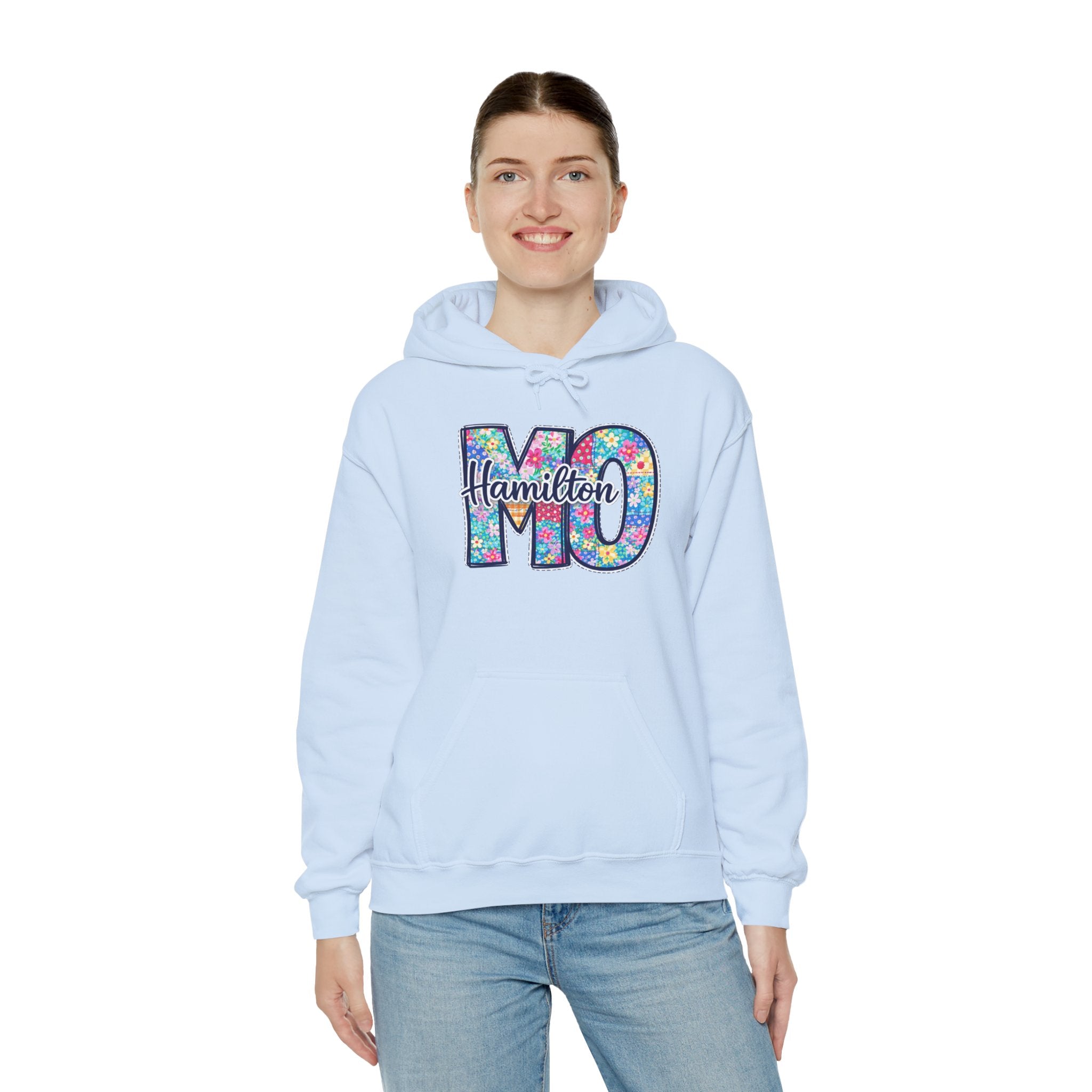 Hamilton Missouri Quilt Hoodie – MO Patchwork Hoodie, Quilters Capital Sweatshirt, Missouri Quilt Town Hoodie, Sewing Lover Gift, Cozy Quilter Hoodie