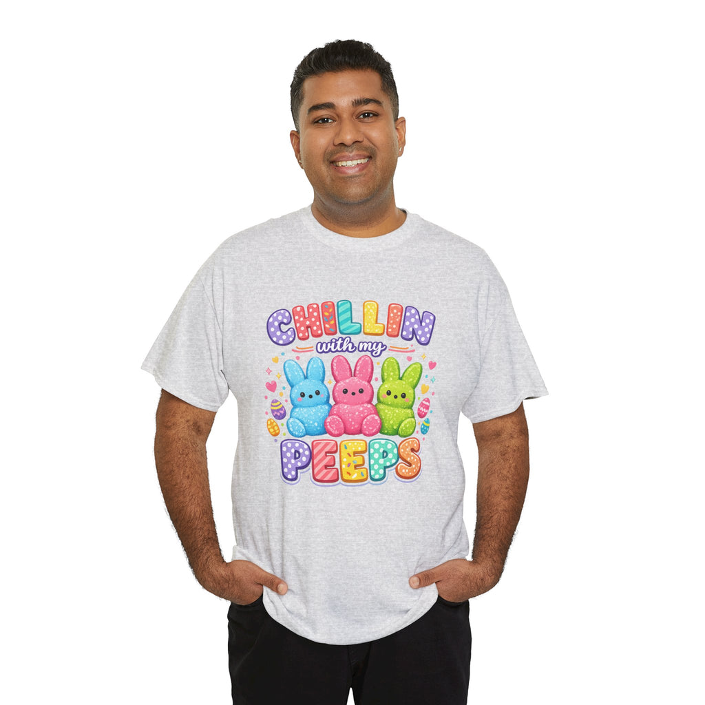 Chillin With My Peeps Easter Bunny Shirt | Cute Pastel Easter Peeps Bunny T-Shirt | Funny Easter Family Matching Shirt