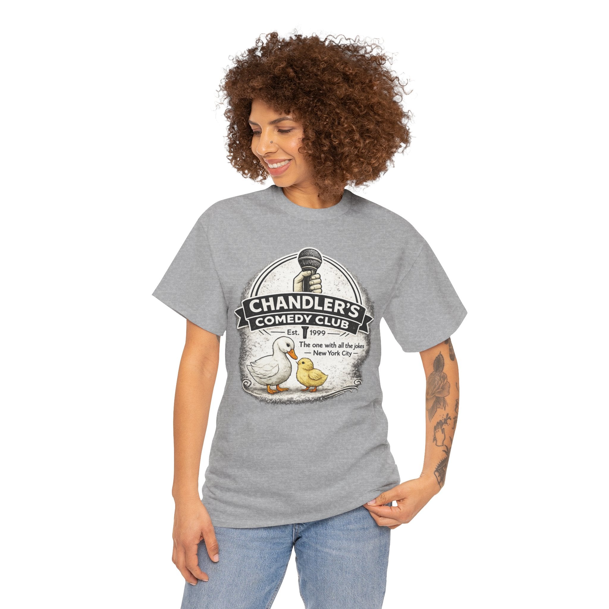 Comedy Club Parody Shirt – Funny Duck & Chick Graphic Tee – Classic Sitcom Humor T-Shirt