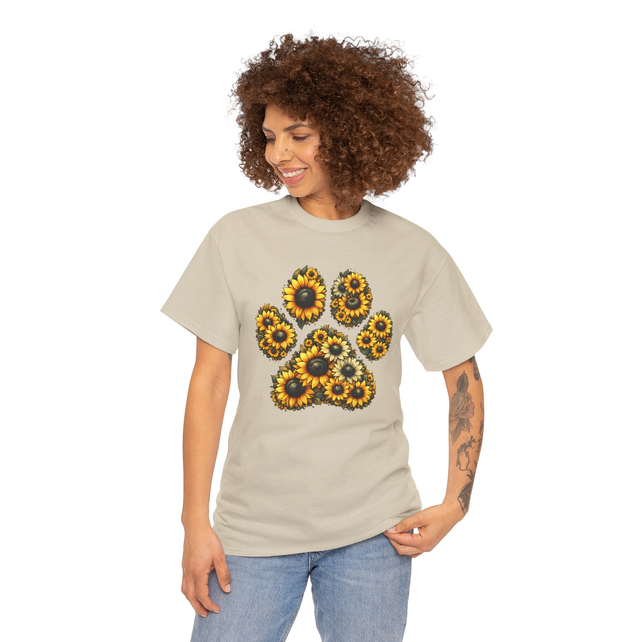 Sunflower Paw Print Shirt – Floral Dog Lover Graphic Tee for Dog Moms & Pet Parents