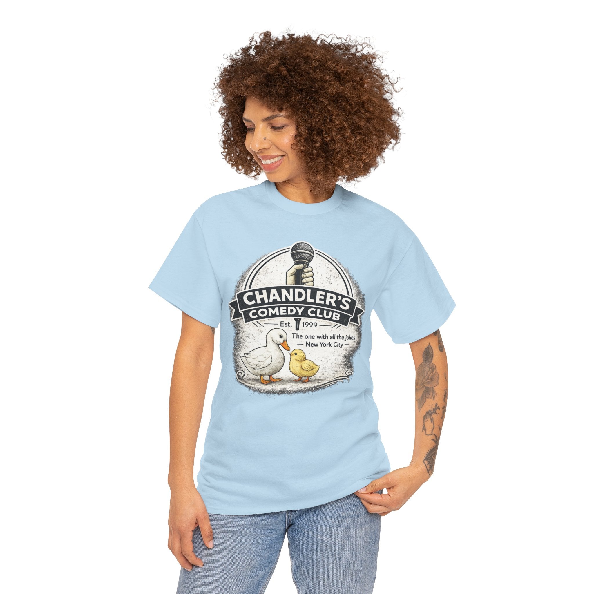 Comedy Club Parody Shirt – Funny Duck & Chick Graphic Tee – Classic Sitcom Humor T-Shirt