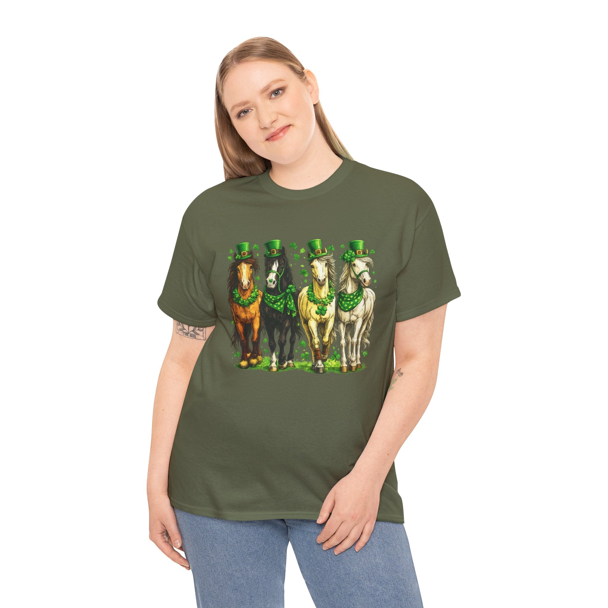Lucky Horses St. Patrick’s Day Shirt – Shamrock Horse Graphic Tee for Western & Farm Lovers
