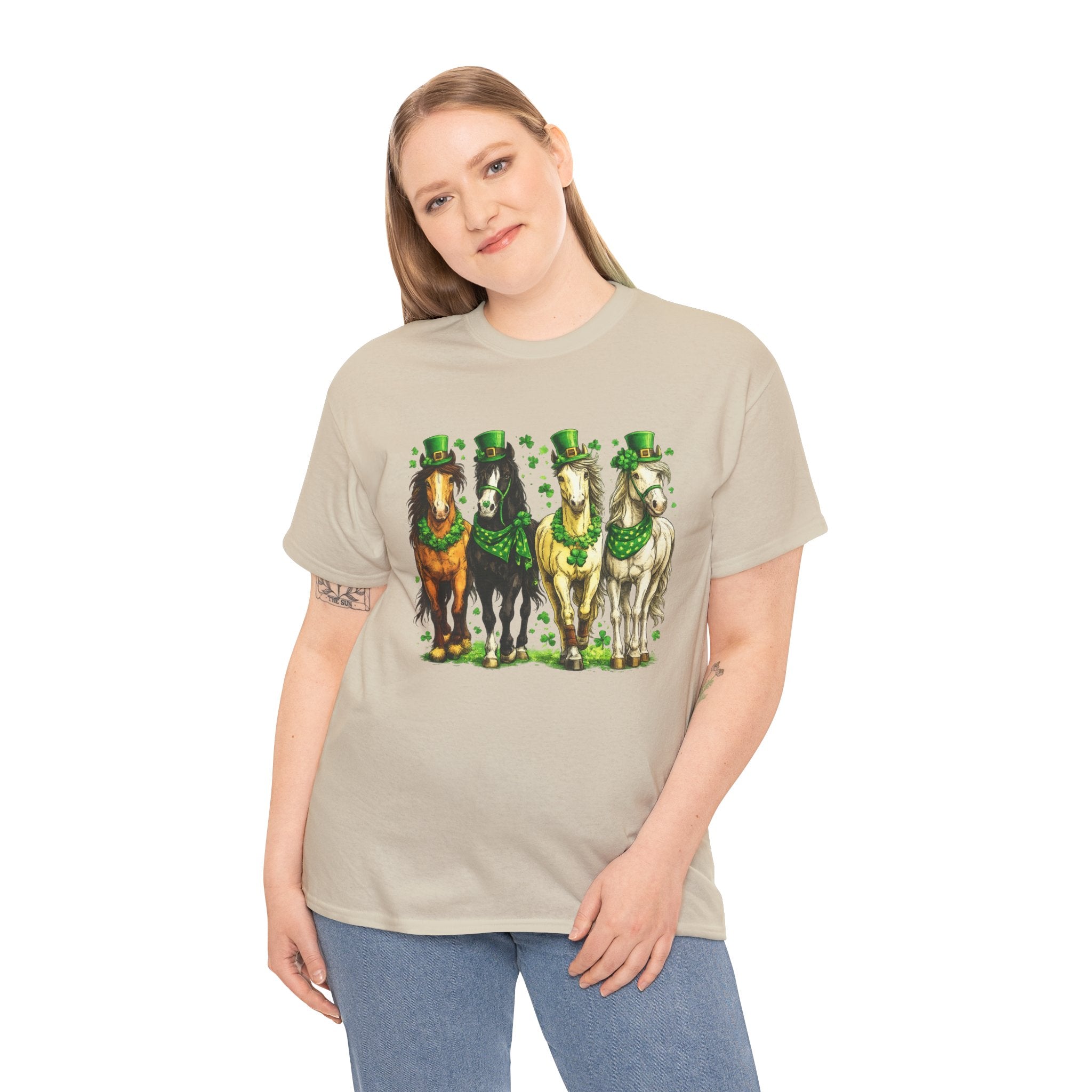 Lucky Horses St. Patrick’s Day Shirt – Shamrock Horse Graphic Tee for Western & Farm Lovers