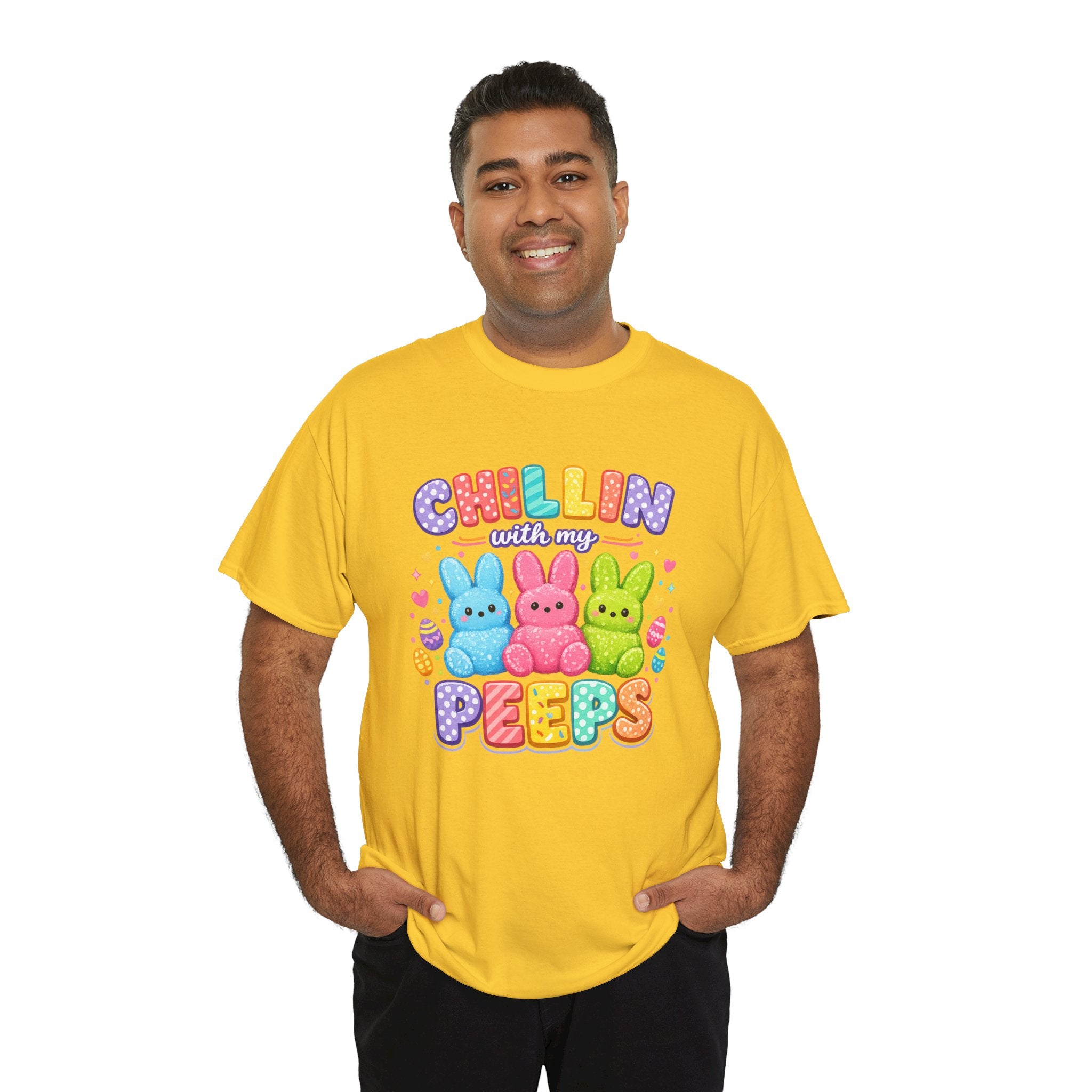 Chillin With My Peeps Easter Bunny Shirt | Cute Pastel Easter Peeps Bunny T-Shirt | Funny Easter Family Matching Shirt