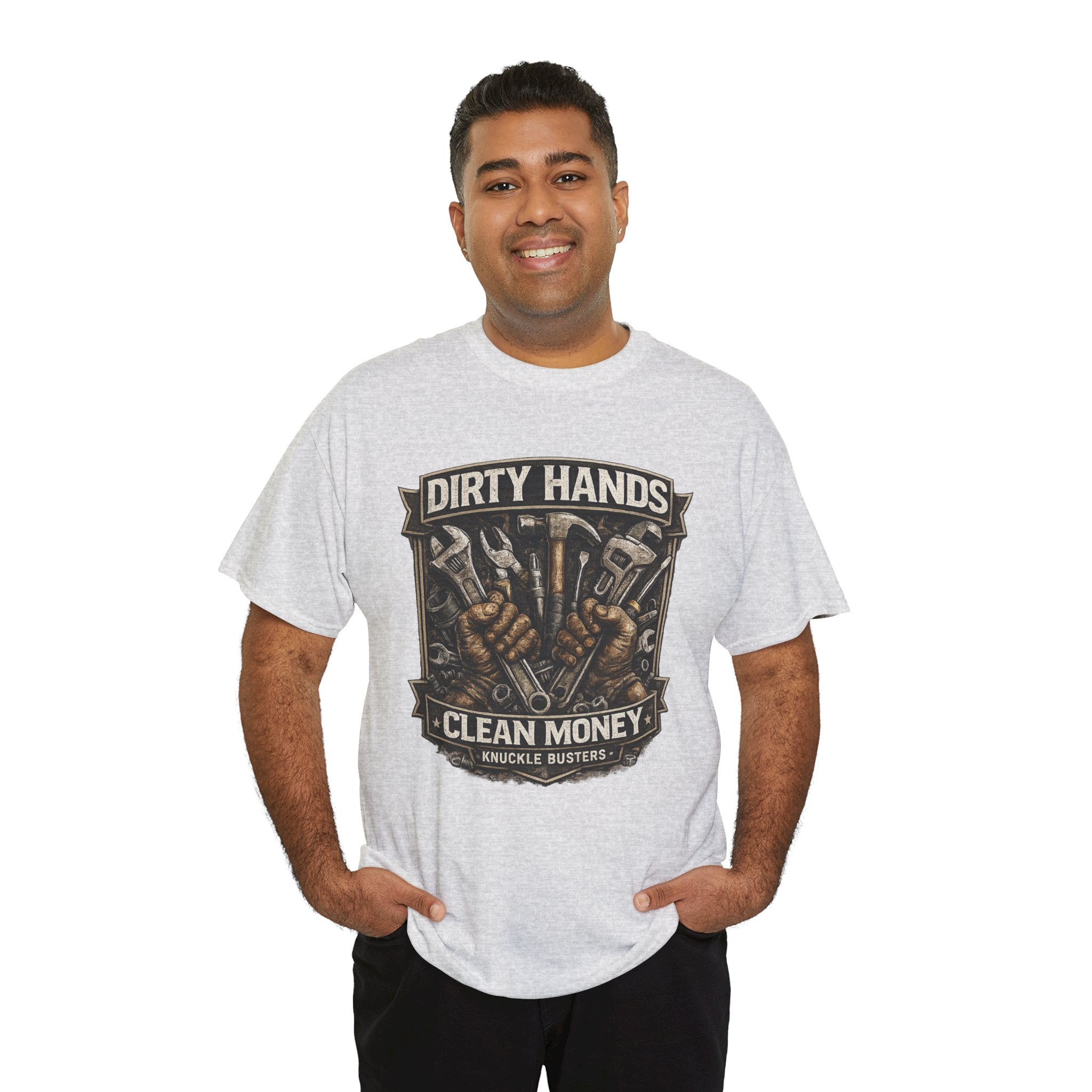 Dirty Hands Clean Money Shirt, Blue Collar Work Tee, Mechanic Gift Shirt, Tradesman Graphic Tee, Knuckle Busters Workwear