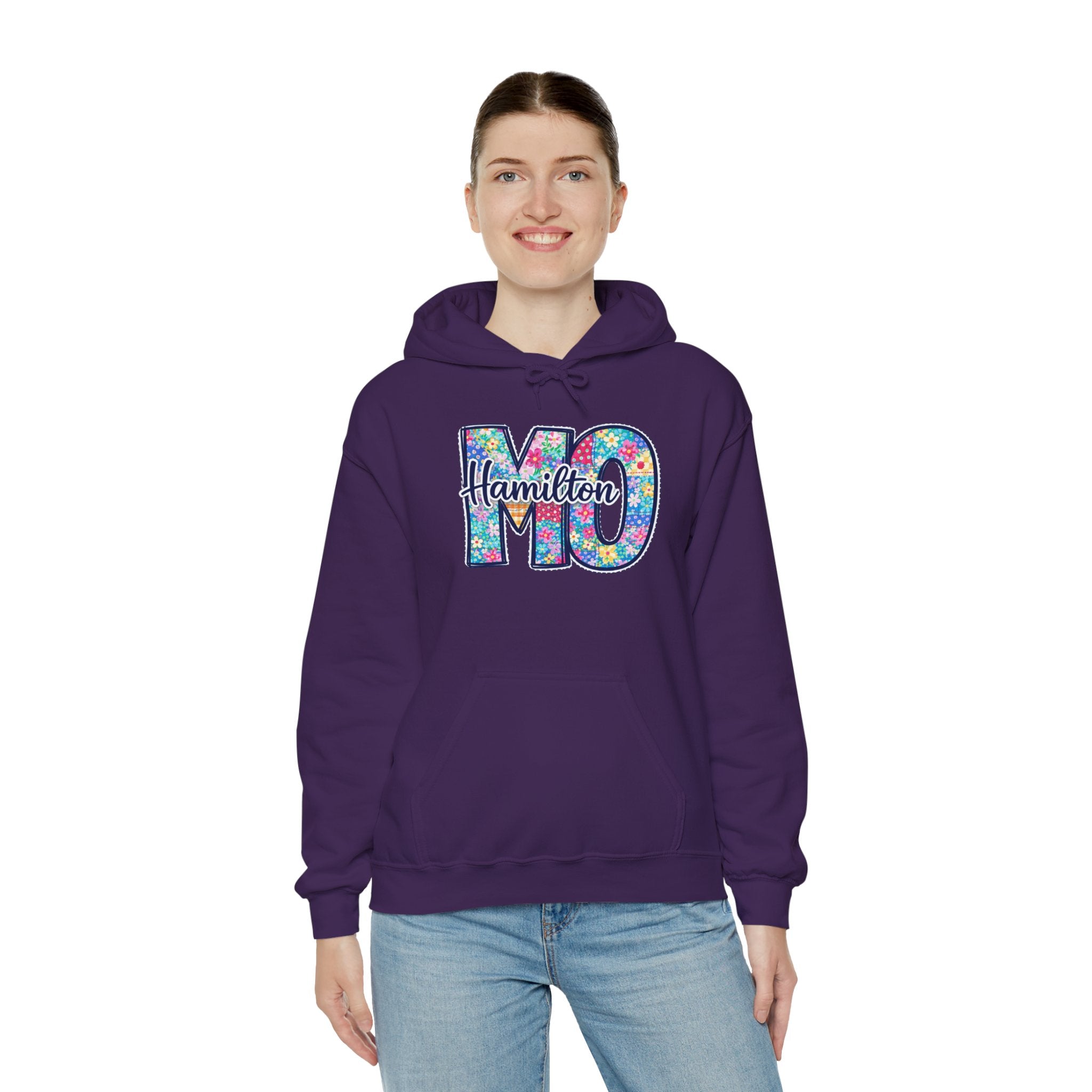Hamilton Missouri Quilt Hoodie – MO Patchwork Hoodie, Quilters Capital Sweatshirt, Missouri Quilt Town Hoodie, Sewing Lover Gift, Cozy Quilter Hoodie