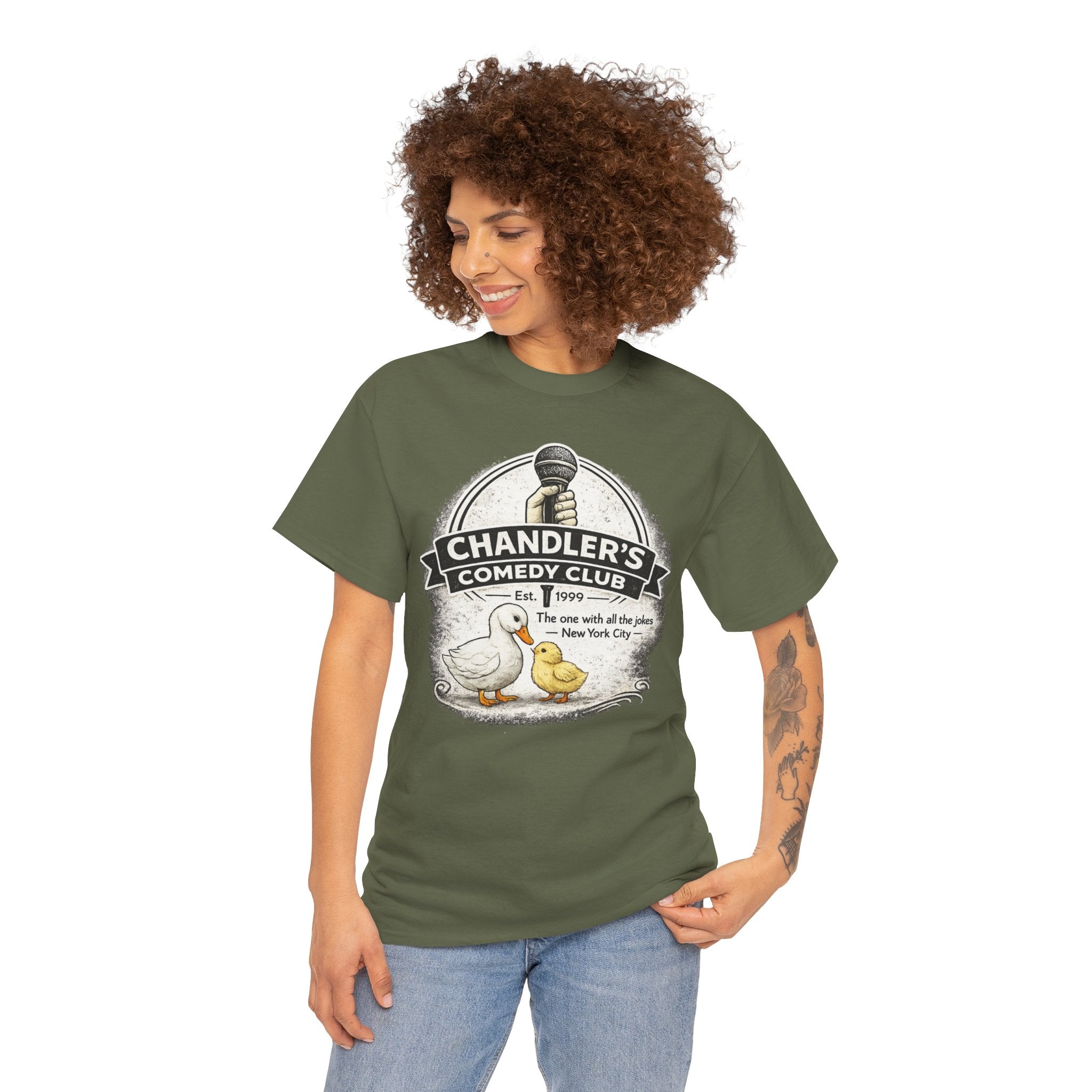 Comedy Club Parody Shirt – Funny Duck & Chick Graphic Tee – Classic Sitcom Humor T-Shirt